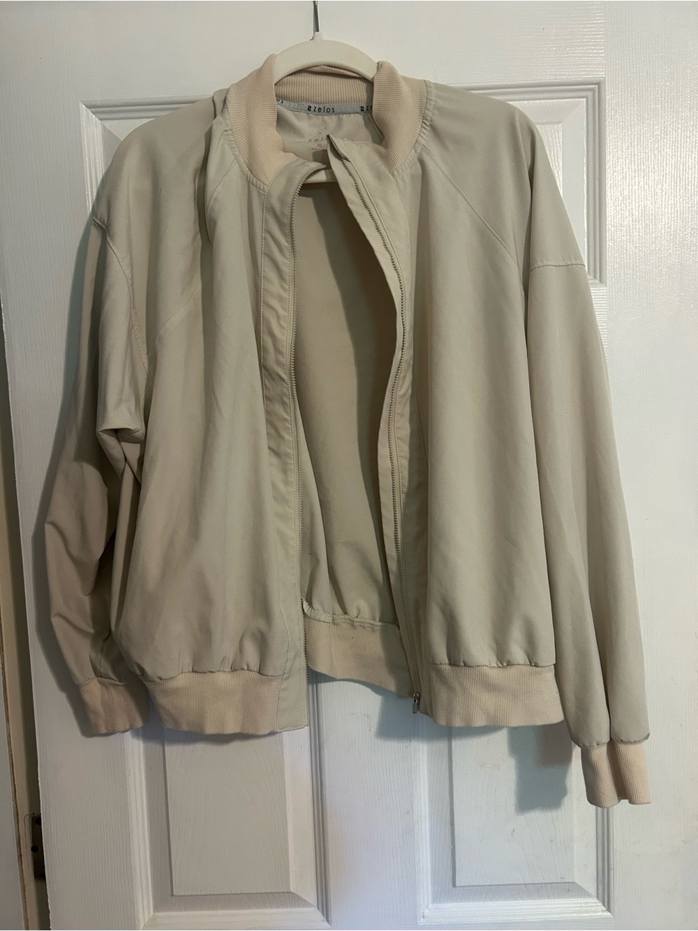 ZELOS Soft Cream Zip-Front Bomber jacket XL